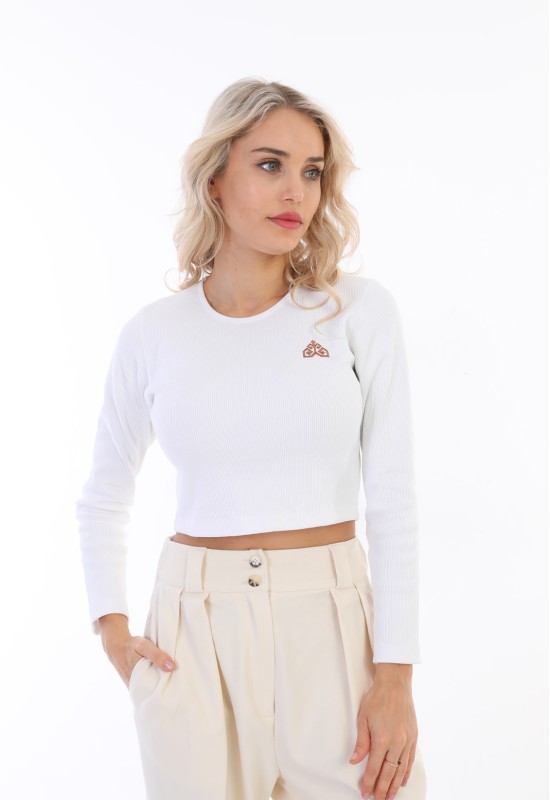 NB 3524 - WHITE CROPPED TOP