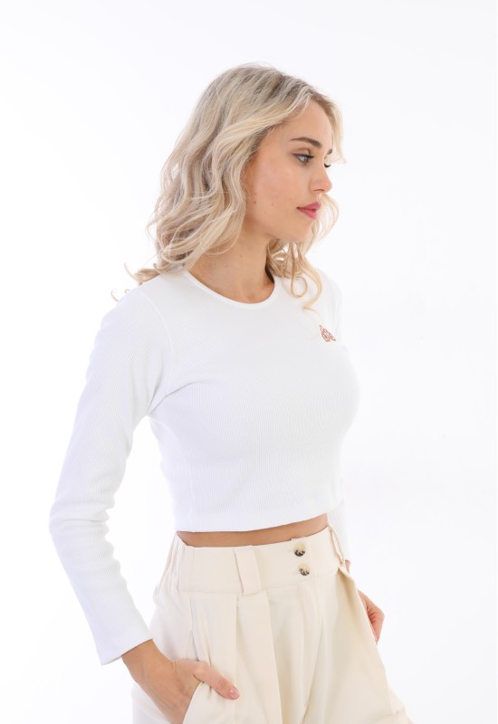 NB 3524 - WHITE CROPPED TOP